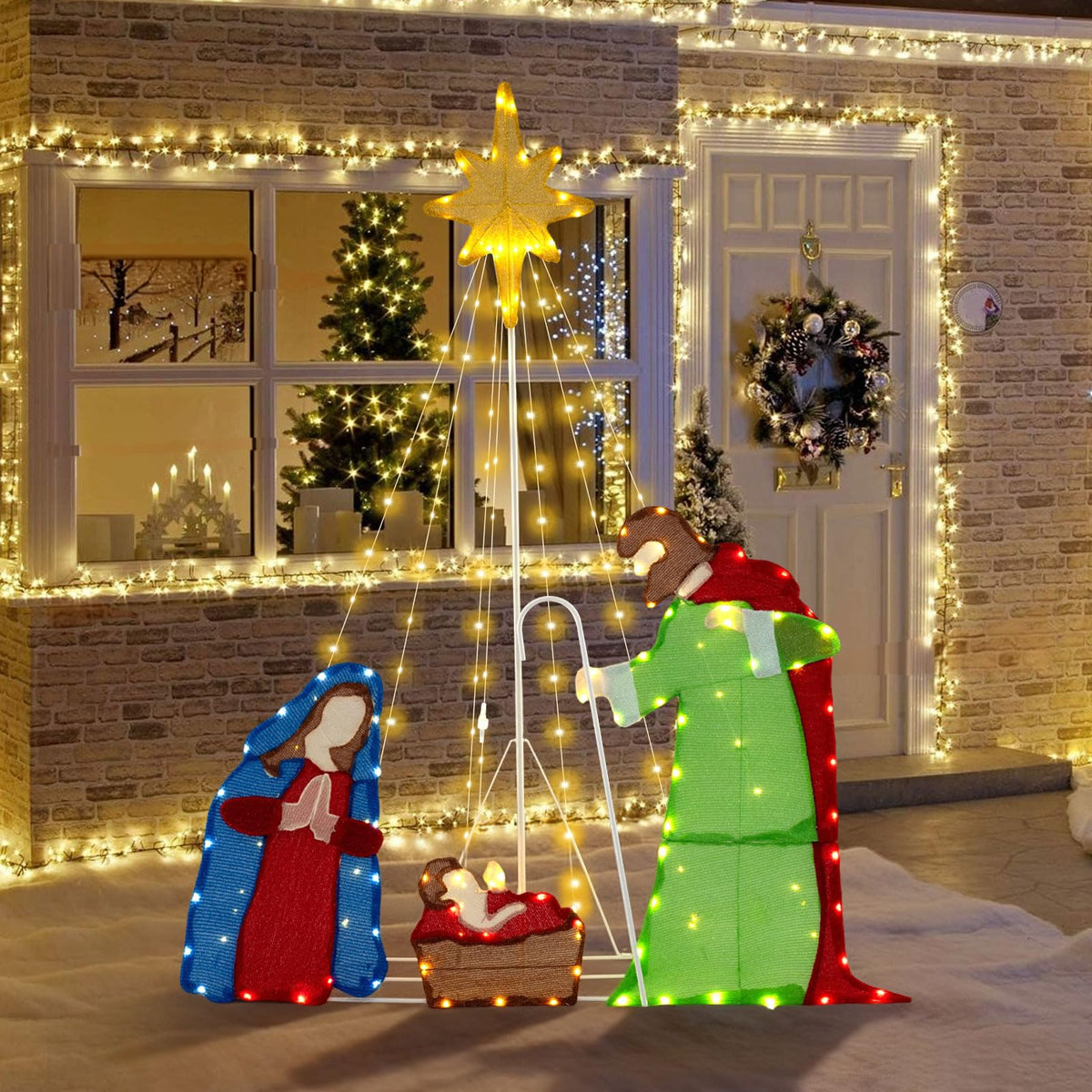 Christmas Nativity Set, Lighted Xmas Holy Family Scene