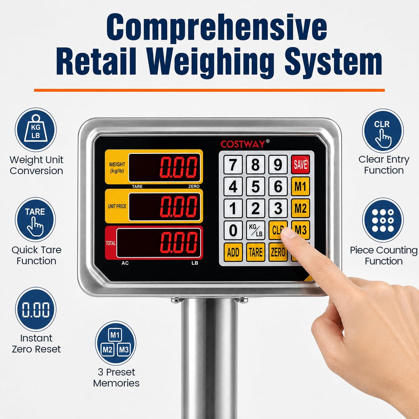 150KG/331lbs Commercial Digital Platform Scales with Folding Design
