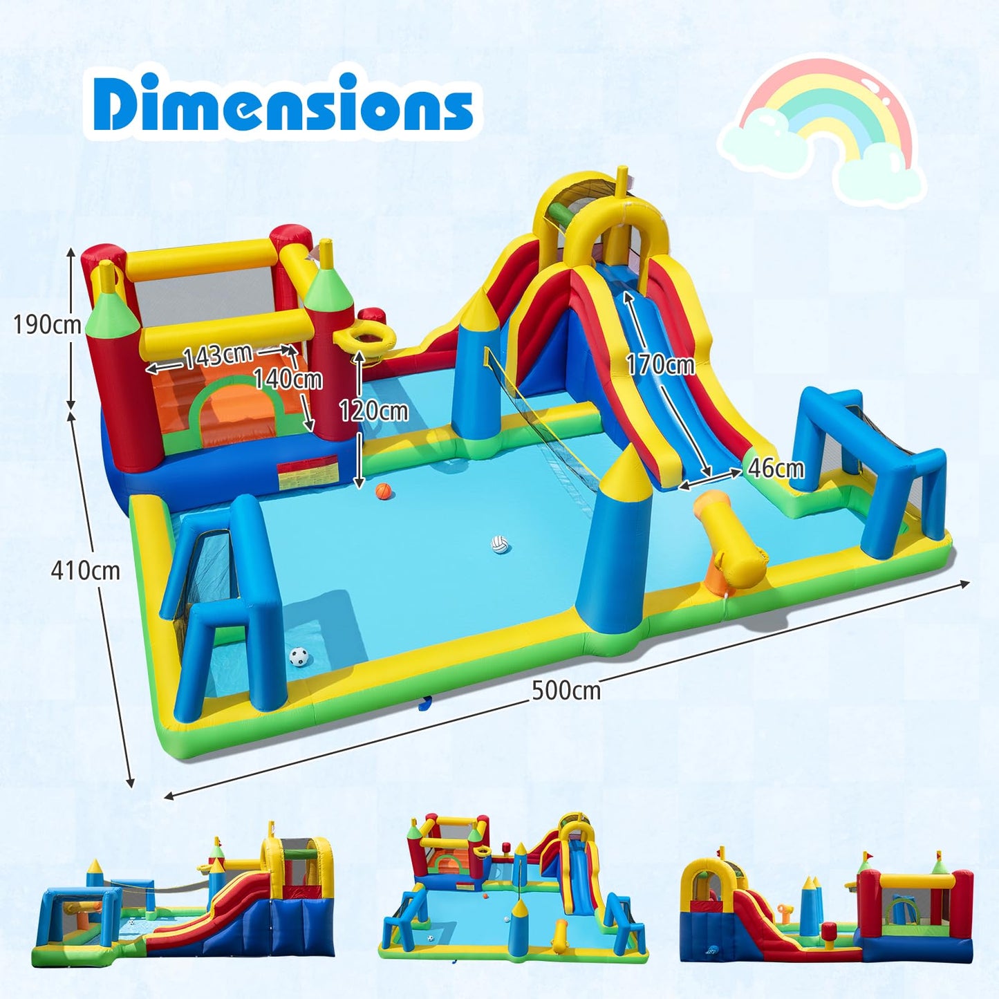 Maxmass Kids Water Park, Inflatable Bounce House with Splash Pool,Climbing Wall, Slide