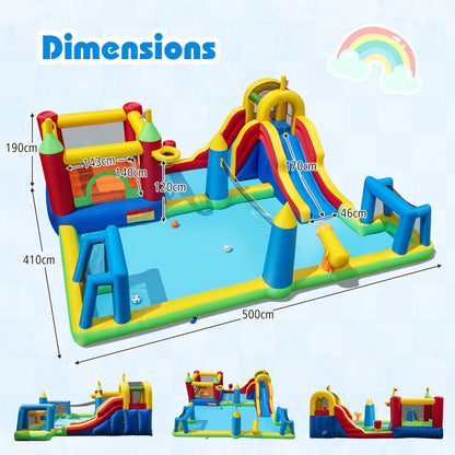 Maxmass Kids Water Park, Inflatable Bounce House with Splash Pool,Climbing Wall, Slide