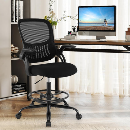 Mesh Drafting Chair, Ergonomic Swivel Office Chair with Adjustable Footrest