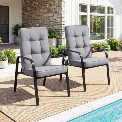 Garden Chairs Set of 2, Outdoor Dining Chairs with 5-Level Adjustable Backrests