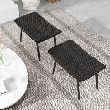 All-Weather Rattan Footstools Set of 2 with Quick-Dry Foam