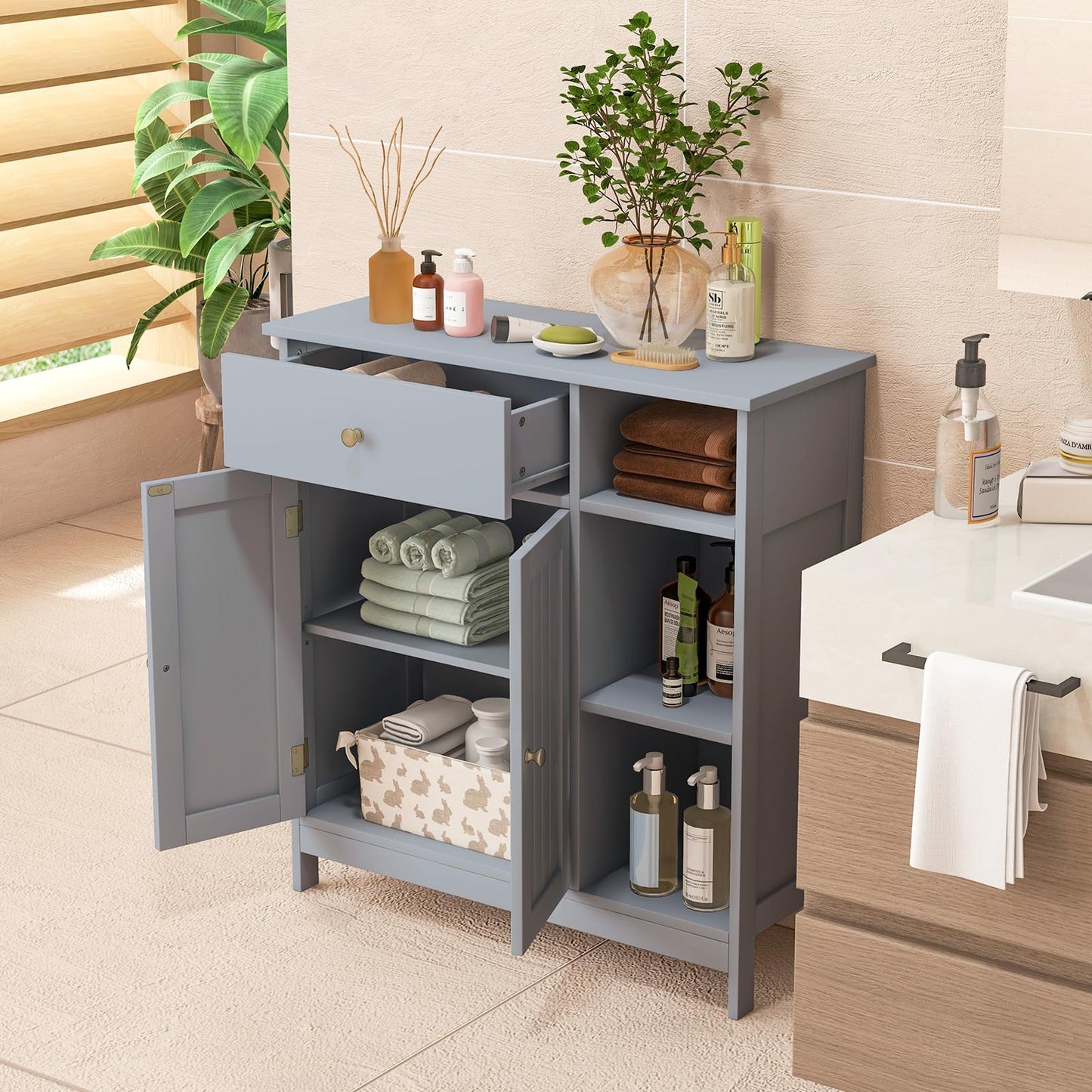 Freestanding Storage Cupboard with Drawer