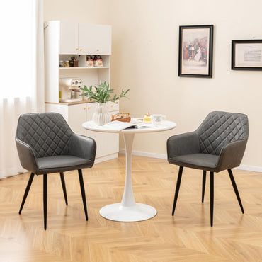 Set of 2 Leisure Dining Chair Upholstered with Curved Backrest