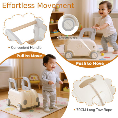 Children Push Walker Cart with Handle and Wheels
