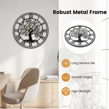 Large Wall Clock, 27”/68cm Metal Non-Ticking Decorative Clock