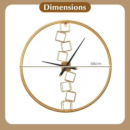 Large Wall Clock, 27”/68cm Metal Non-Ticking Decorative Clock, Battery-Operated Wall Decoration