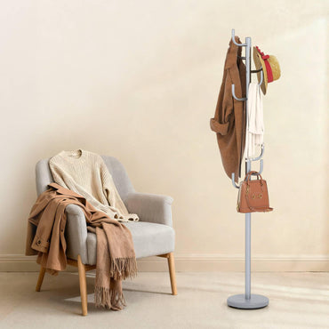 Metal Coat Rack, Freestanding Cactus Clothes Hanger with 8 L-Shaped Hooks