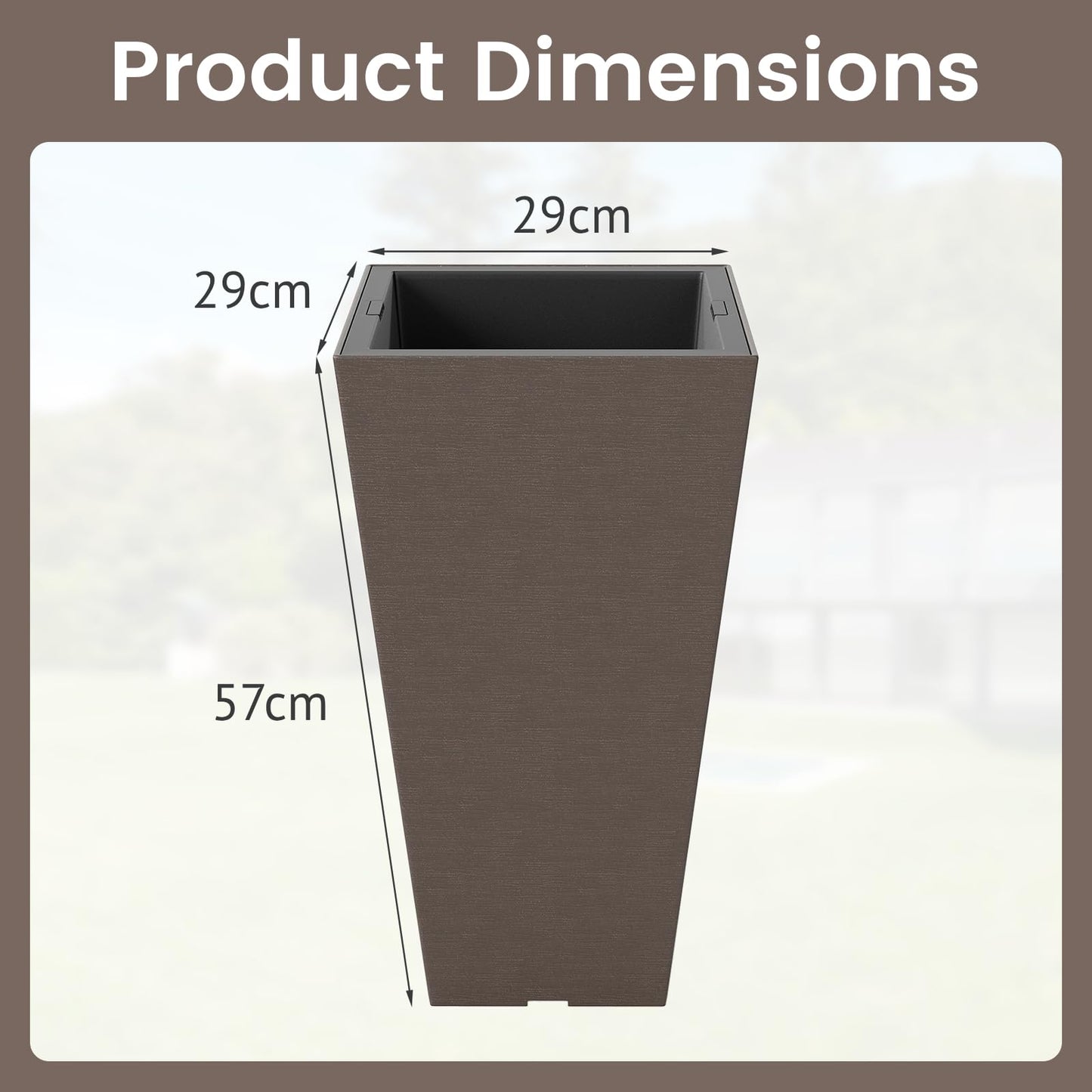 Giantex 2 x Plastic Flower Pot 35cm/57cm Tall Self-Watering Garden Planters with Removable Inner Bucket