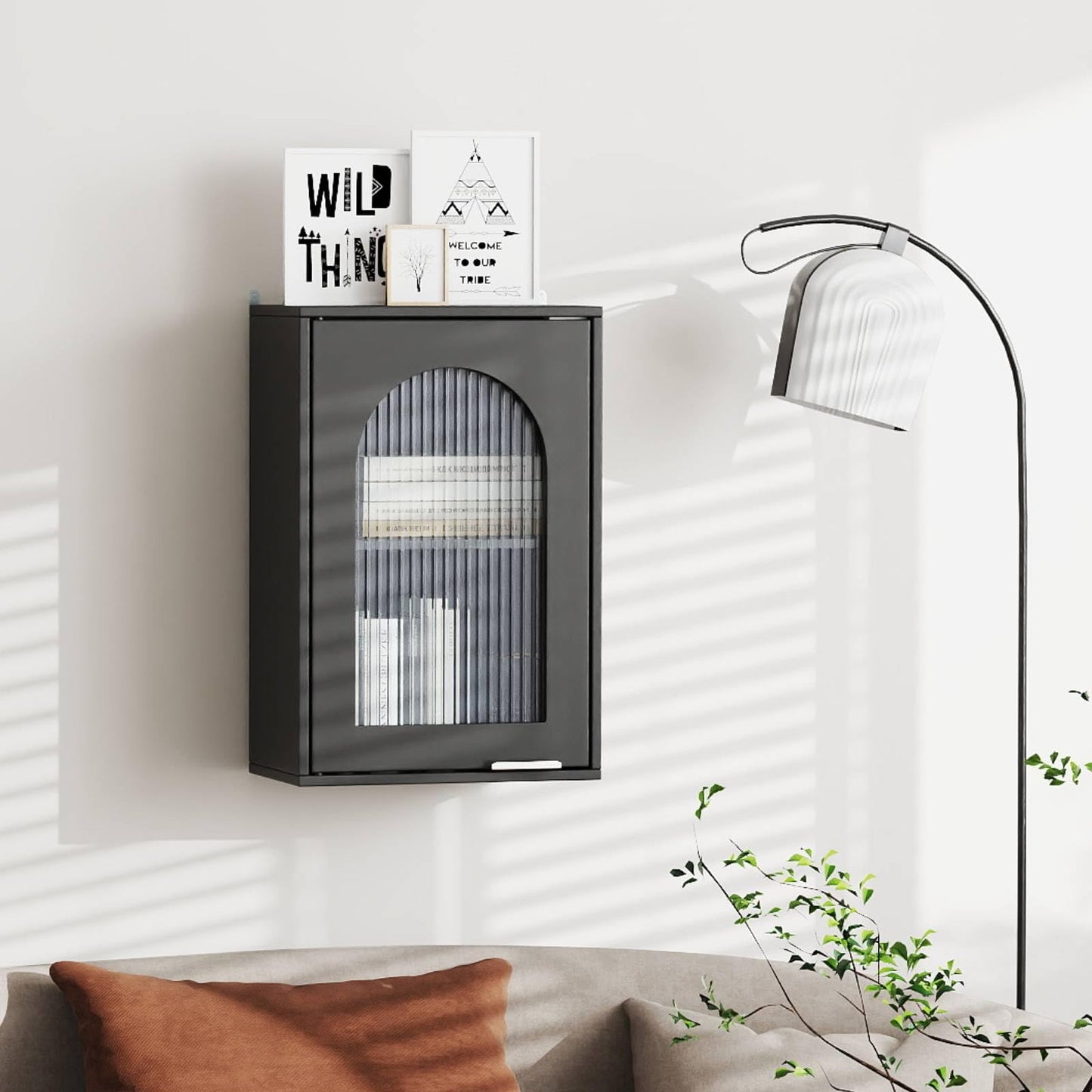 Bathroom Wall Cabinet, Wall-Mounted Wooden Storage Cupboard