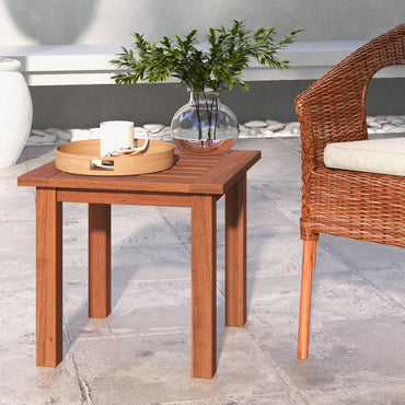 All-Weather Hardwood Small Coffee Table with Slatted Top