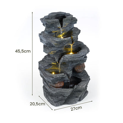 GiantexUK Outdoor Water Fountain, 5-Tier Rock Style Cascading Water Feature