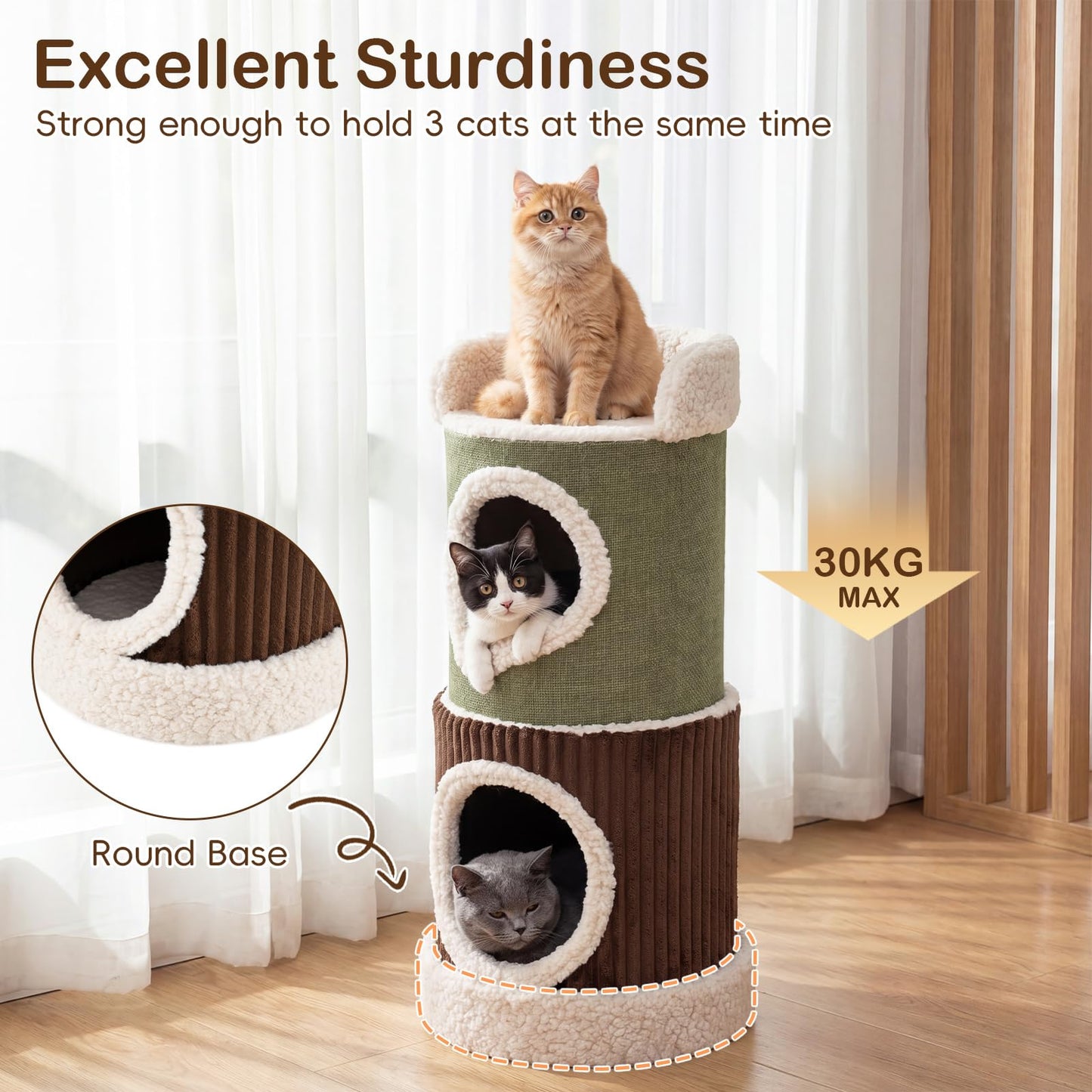 Cat House for Indoor Cats, Multi-Level Cat Tower with Top Perch