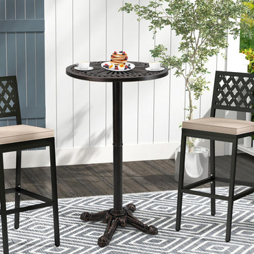 61 x 61 x 105 cm Cast Aluminum Round Bistro Table with Carved Texture