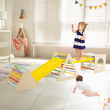 6-in-1 Set of 5 Toddler Triangle Climber for Sliding and Climbing