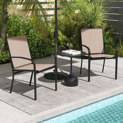 Giantex Garden Chairs Set of 2 Stackable Outdoor Dining Chairs with Breathable Backrest & Seat