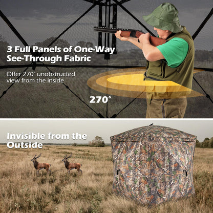 Pop Up Hunting Blind, Camouflage Ground Tent with Carrying Bag