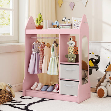Kids Dress up Storage, Children Wardrobe with Mirror