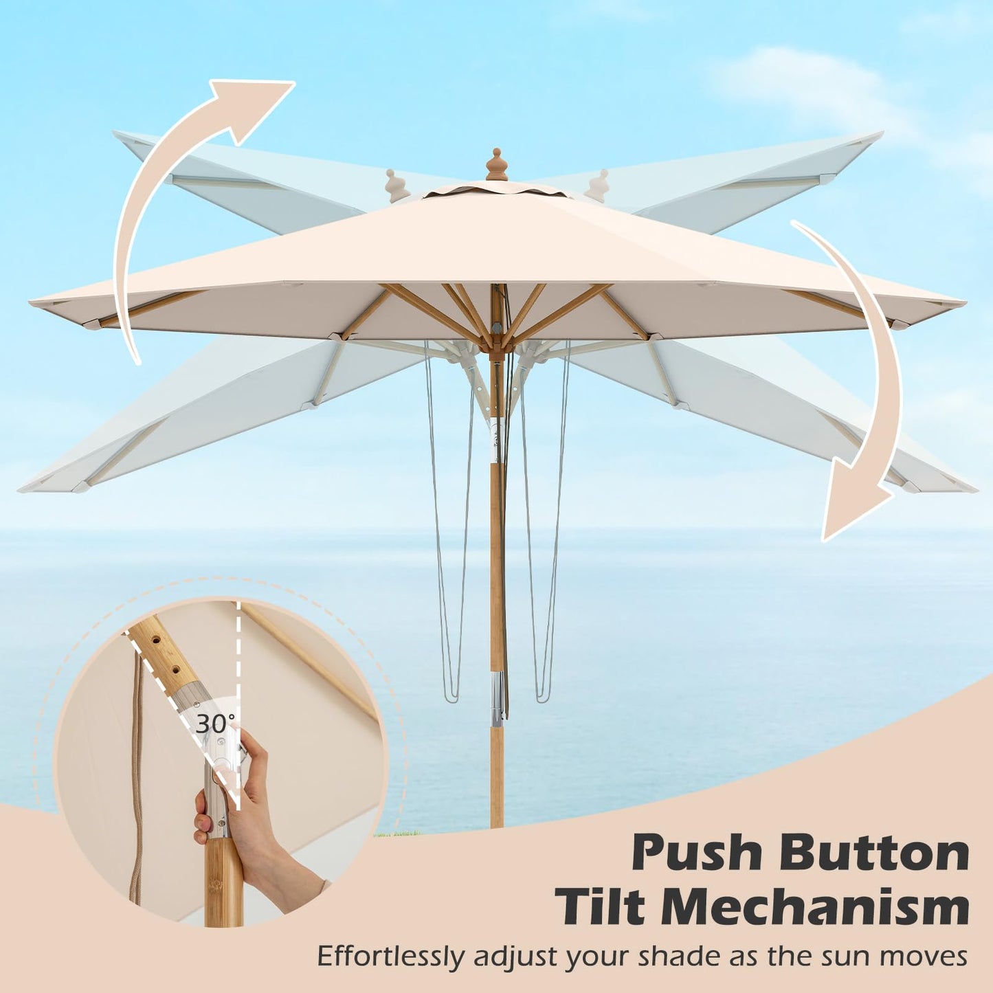 2.3M Garden Parasol, Outdoor Heavy Duty Umbrella