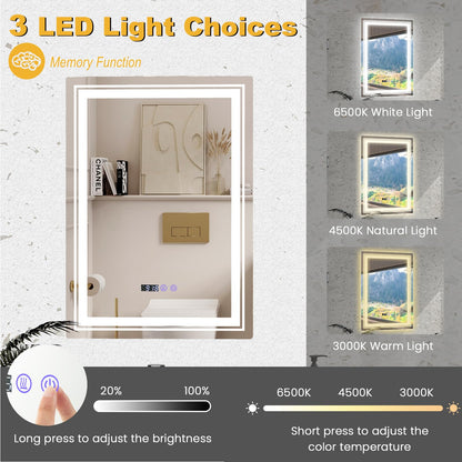 Anti-Fog Bathroom Led Vanity Mirror with 3 Colors 3000-6500K