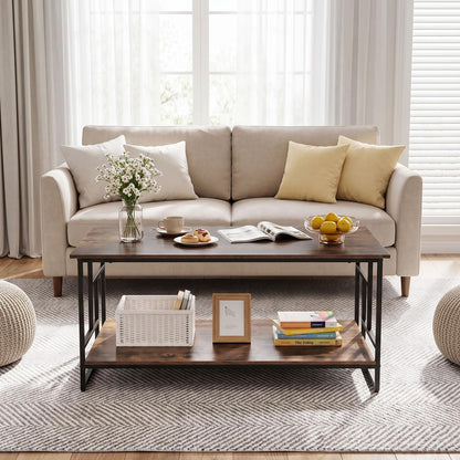 2-Tier Rectangle Coffee Table, Wooden Center Table