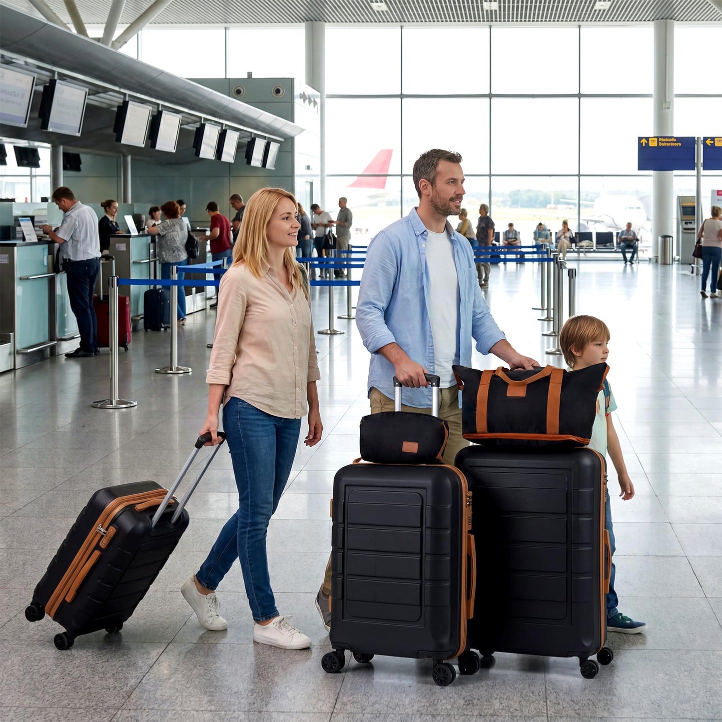 5-Piece Luggage Set with Universal Wheels and ABS Hard Shell for Travel