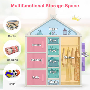 Kids Costume Storage Closet with Storage Bin