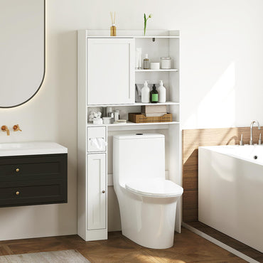 Over-the-Toilet Storage Cabinet Standing Toilet Rack with Sliding Door