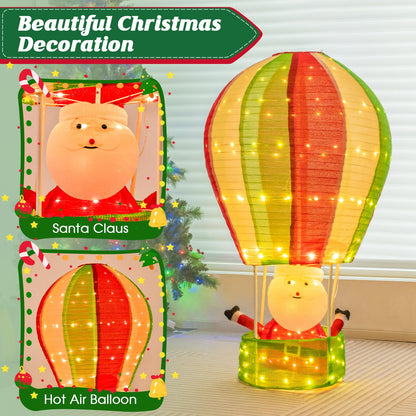 Lighted Santa in Hot Air Balloon with LED Lights and Pop-up Design