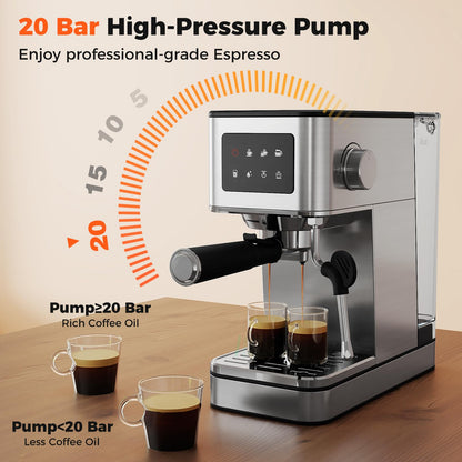 Coffee Maker with Milk Frother 20 Bar Espresso Machine