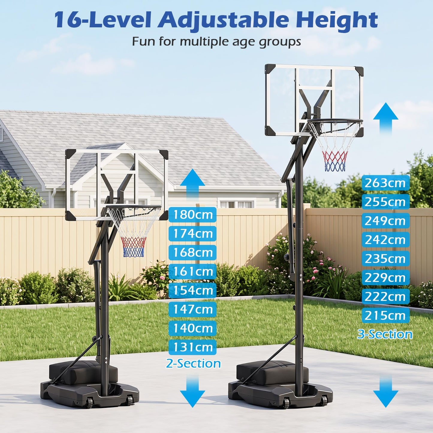 10FT Basketball Hoop and Stand for Kids and Adult
