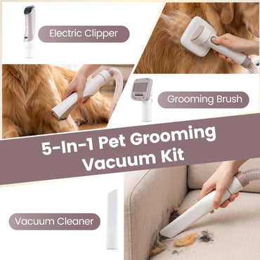 5-in-1 Dog Grooming Vacuum Kit for Shedding with 3 Suction Modes