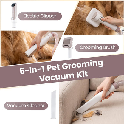 5-in-1 Dog Grooming Vacuum Kit for Shedding with 3 Suction Modes