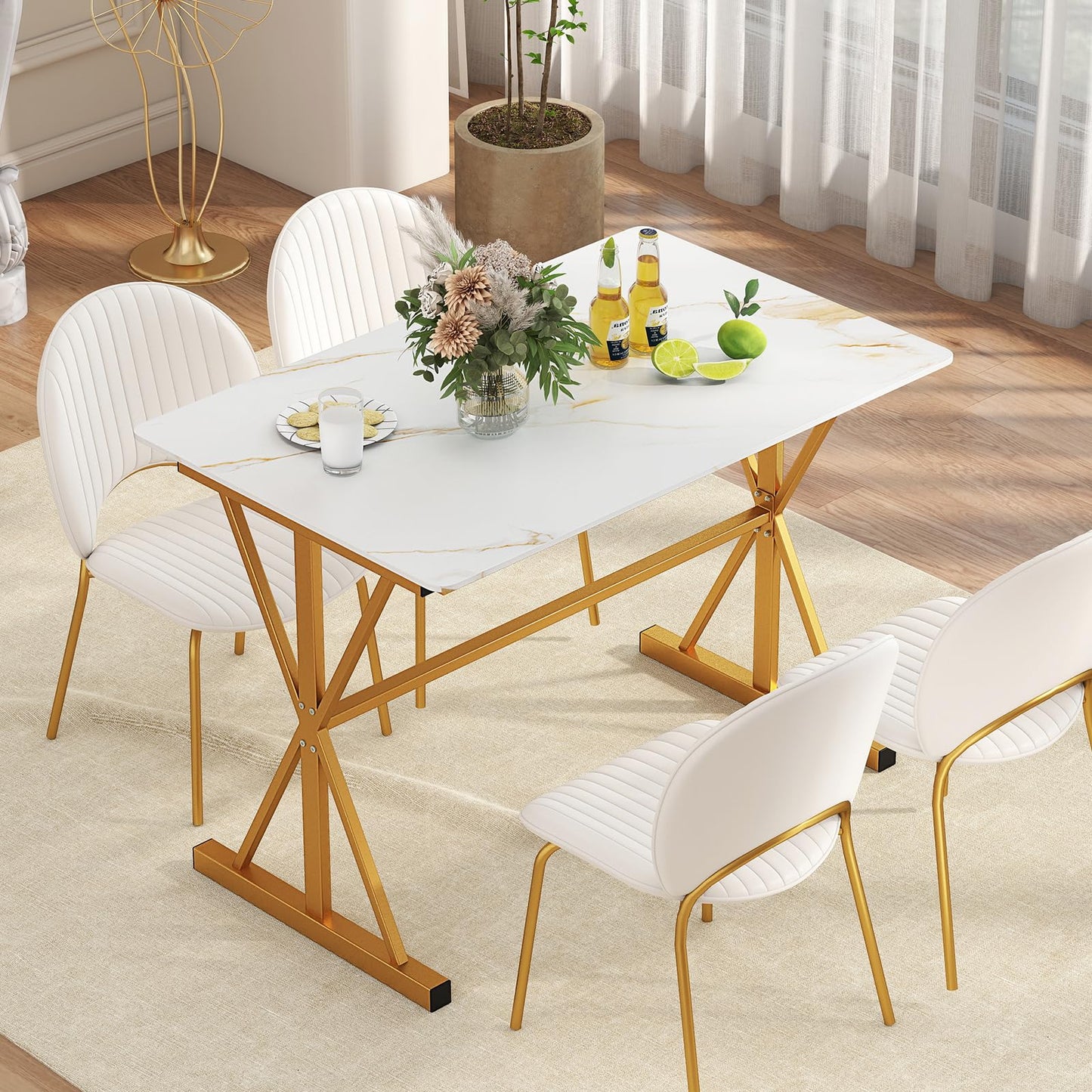 Sintered Stone Dining Table with Metal Frame