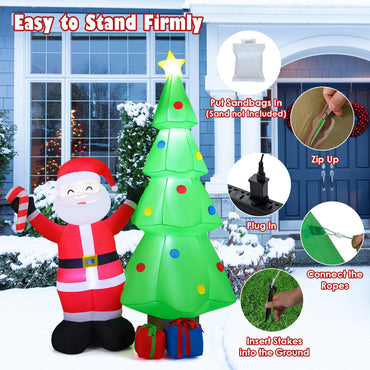 8 Feet Inflatable Christmas Tree with Santa Claus & Gift Boxes