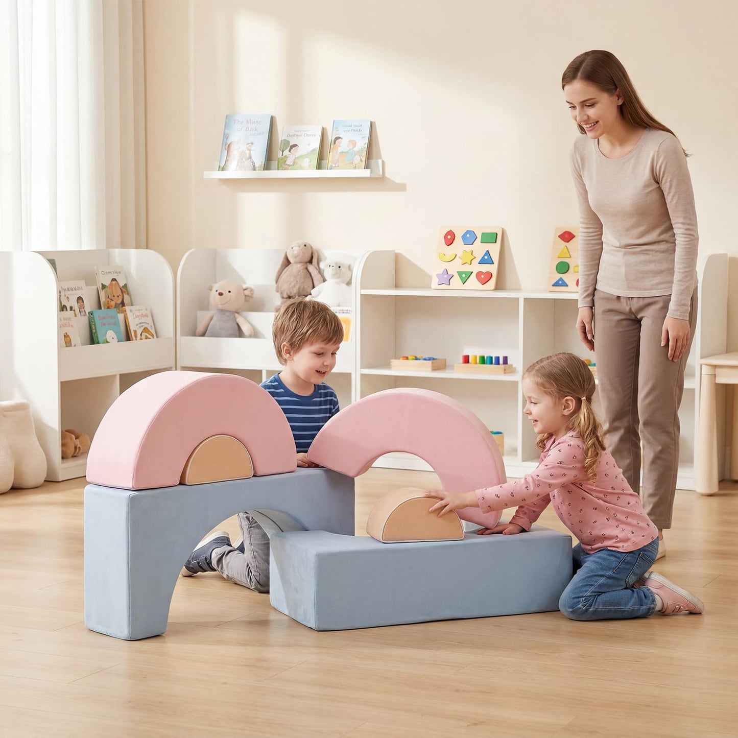 6-Piece Soft Play Climbing Blocks, Baby Climb and Crawl Foam Play Set, Indoor Toddlers Foam