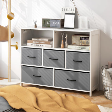 5-Drawer Dresser Fabric Chest of Drawers Cabinet with 5 Support Legs