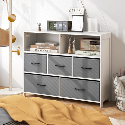 5-Drawer Dresser Fabric Chest of Drawers Cabinet with 5 Support Legs