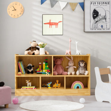 2 Tier Open Storage Shelving Unit with 5 Compartments