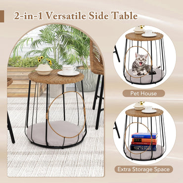 Outdoor Wicker Conversation Table Chair Sets for Garden Balcony Poolside