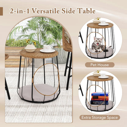 Outdoor Wicker Conversation Table Chair Sets for Garden Balcony Poolside