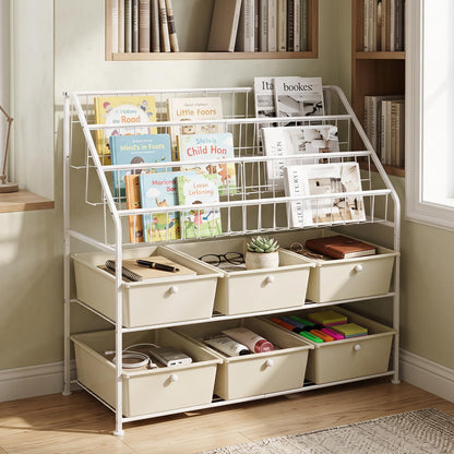 Toy Storage Organizer, Kids Bookshelf with 6 Removable Drawers