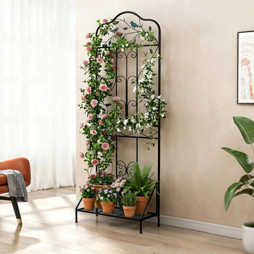 Garden Trellis with Foldable Shelf and Anti-Tipping Device