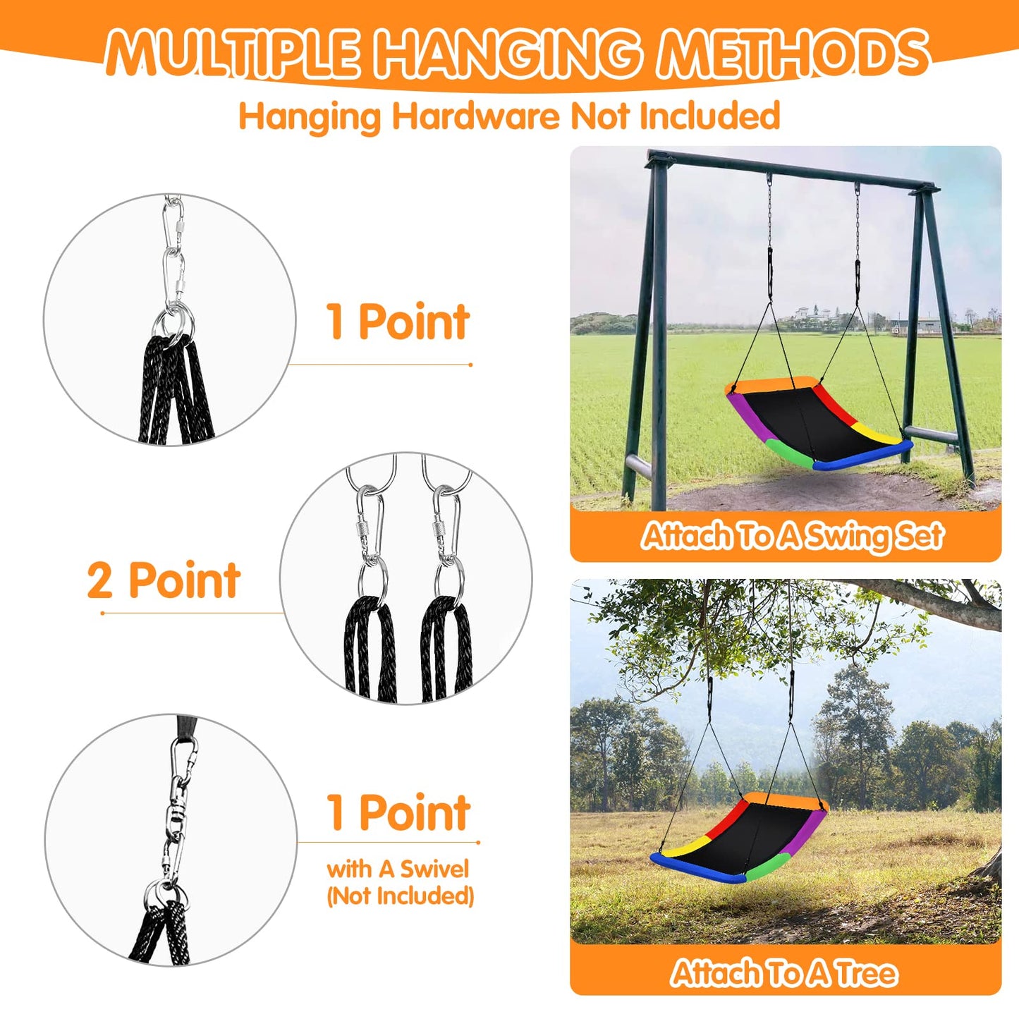 Giant Platform Skycurve Nest Swings with Adjustable Hanging Ropes
