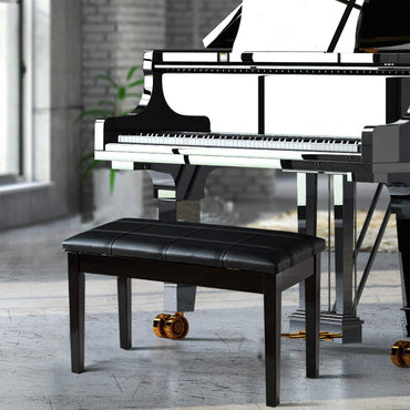 Wooden Duet Piano Bench with Padded Cushion and Music Storage
