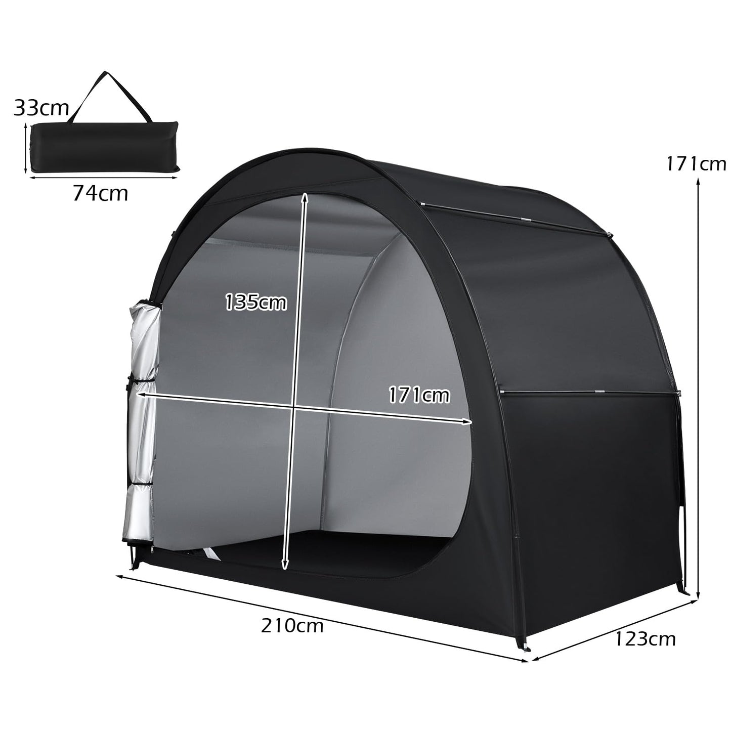 GiantexUK Bike Storage Tent, Outdoor Bicycle Shed Shelter with Waterproof 210D Oxford Fabric