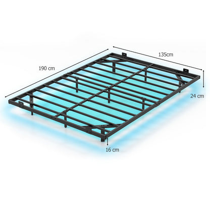 Double/King Size Floating Bed Frame with LED Lights, 4FT6/5FT Metal Slat Support Bedstead Platform Bed