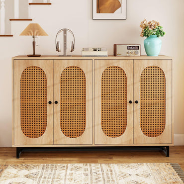 126cm Sideboard Buffet Cabinet with 4 Doors and Adjustable Shelves