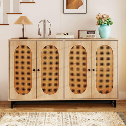 126cm Sideboard Buffet Cabinet with 4 Doors and Adjustable Shelves